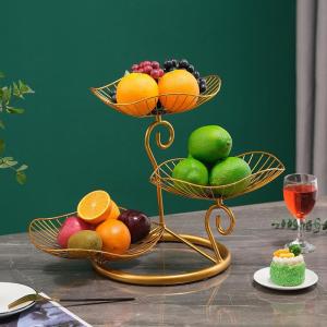 3-Tier Fruit Basket Stand Decorative Iron Fruit Bowl Metal Wire Fruit Holder Storage Trays Table Countertop Holder for Vegetables Bread Snack Modern Fruit Bowls for Kitchen Home Use