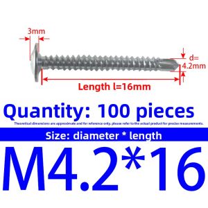 JISHUO | Large Flat Head Cross Drilling Screw with Washer Self-Drilling Screw 4.2*13mm