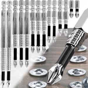 6Pcs Durable Magnetic Drill Bit Set / 150-25L Strong Adsorption Cross Head / Impact Resistant Anti-slip Screwdriver Tips / Universal Electric Tool Matching Hardware Accessories