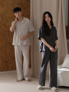 me home wear | Couple Cotton Summer Sleepwear Set Double Layer Gauze