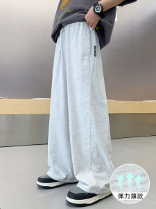 Childrens Mosquito-Resistant Pants Summer New Style 2025 Boys Loose Wide-Leg Sweatpants Breathable Cotton Blend Long Trousers