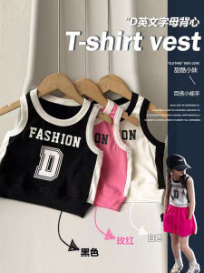 Girls Sleeveless Vest Summer Clothes Childrens Outfit Base Shirt Street Dance T-shirt Thin Cotton Fabric Childrens Clothing