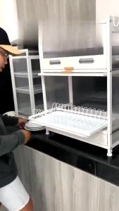 SOFTHOME Dish Rack Drainer Drying Rack Kitchen Countertop Plate Organizer Storage Shelf With Drawers
