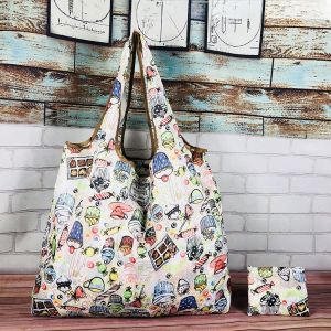 Portable Folding Shopping Bag Lightweight Eco-friendly Vegetable Buying Bag Cartoon Medium Size Senior Citizen Handy Handbag