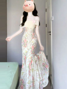 CHANGTONG | Off Shoulder Slim Waist Fish Tail Dress
