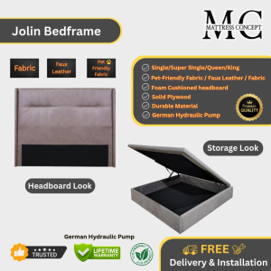 Mattress Concept Jolin Storage Bedframe Pet Friendly Fabric/FauxLeather/Fabric All Size Available