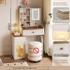 ZUNTONGGE | Bàn Trang Điểm Có Gương Và Kệ Lưu Trữ