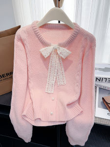 เสื้อสเวตเตอร์ถักคอปมผีเสื้อผ้าขนสัตว์เนื้อนุ่มสำหรับผู้หญิงในฤดูใบไม้ผลิและฤดูใบไม้ร่วง เสื้อคาร์ดิแกนถักแบบเปิดคอวีสำหรับผู้หญิง