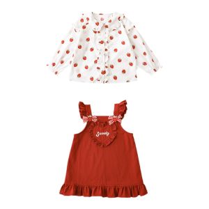 YOEHYAUL | Cartoon Strawberry All-Over Print Girls Shirt Dress