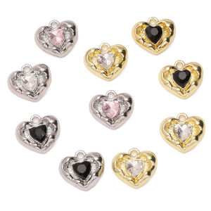 16x16mm Kim cương sang trọng pha lê mặt trang trí hình trái tim tình yêu long lanh hợp kim kim cương nhân tạo trái tim cho Vòng tay tự làm dây chuyền Phụ kiện làm đồ trang sức