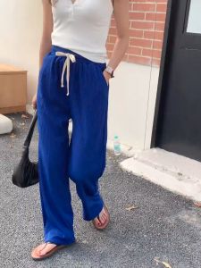 พร้อมส่ง SFB1507 กางเกงขายาวขากว้างแฟชั่นเกาหลีลำลองผู้หญิง กางเกงขายาวสาวอวบเอวยางยืดยืดหยุ่น กางเกงวอร์มถูกๆเรียบง่าย