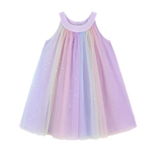 Unlimited X Sleeveless Mesh Rainbow Princess Dress for Girls Rainbow Princess Dress