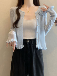 เสื้อคาร์ดิแกนถักแขนยาวทรงหลวมสบายๆ สำหรับผู้หญิง ทรงเข้ารูป ปกโปโล ทรงหลวม แขนยาว ปกโปโล ทรงเข้ารูป