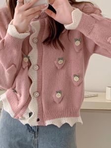 Áo Len Cardigan Dệt Kim Mềm Mại Họa Tiết Hoa Nhỏ Cho Nữ Mùa Thu Đông Phong Cách Mới Thiết Kế Áo Khoác Ngoài Đa Năng Cổ Tròn Một Nút