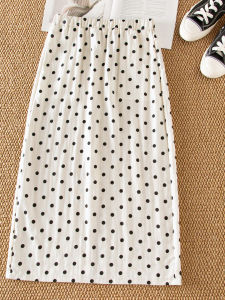 MEITESIJIAONU | Elegant Polka Dot Linen Skirt