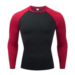Men Surfing Sun Protection Diving Suit Anti Rash T-Shirt Swimsuit Tight Fitting Shoulder Insert Long Sleeved UV Resistant