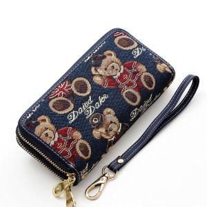Long Zipper Large Capacity Wallet for Women Korean Style Student Personalized Print PU Leather Soft Surface Ladies Purse