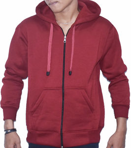 Jaket Sweater Polos Hoodie ZIPPER ukuran S M L XL XXL Pria dan wanita - Marun