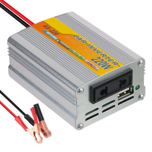 Bộ Biến Tần Năng Lượng Mặt Trời Gắn Trên Ô Tô 220W Bộ Biến Áp Điện Áp USB Bộ Chuyển Đổi DC 12V Sang AC 220V Di Động Có Kẹp Pin