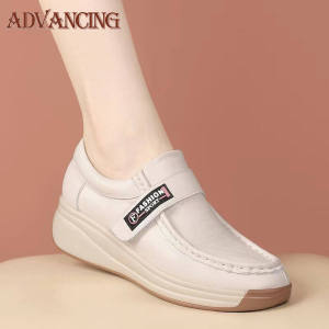 Genuine Leather Thick Sole Soft Sole High Quality Moms Shoes New Fashion Trend Colored Wedge Heels Womens Shoes