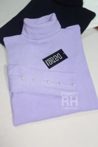 Sweater Wanita Nyaman & Turtleneck Kancing Mutiara Polos Press Body Streatch