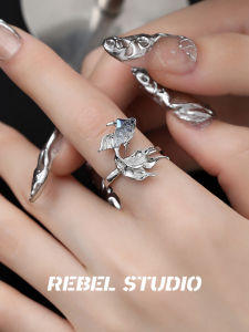 Rebel Studio Goldfish Ring for Women Original Design Luxury Sensation Unique Fashionable Precise Finger Ring Alloy Embedded Artificial Gemstone