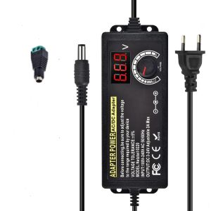 Adjustable Power Supply Variable AC-DC Power Adapter Laboratory 3V-24V-3A with US/EU Plug Female Home Appliance Alligator Clip