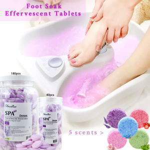180/40pcs instant foot bath effervescent tablets essential oil bath salt spa foot care exfoliating soothing skin moisturizing