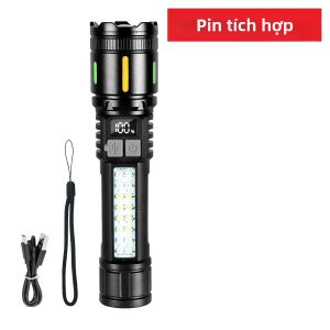 Đèn Pin LED Sạc Lại Mạnh Mẽ 9900000LM Mới Năm 2026 Chống Nước IPX6 Có Chức Năng Zoom Dành Cho Hoạt Động Ngoài Trời Cắm Trại Cổng Type-C