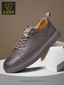 High-End Mens Leather Shoes Comfortable Soft Bottom Versatile Casual Retro Style Spring Autumn Fashionable Sports Leisure Sneakers