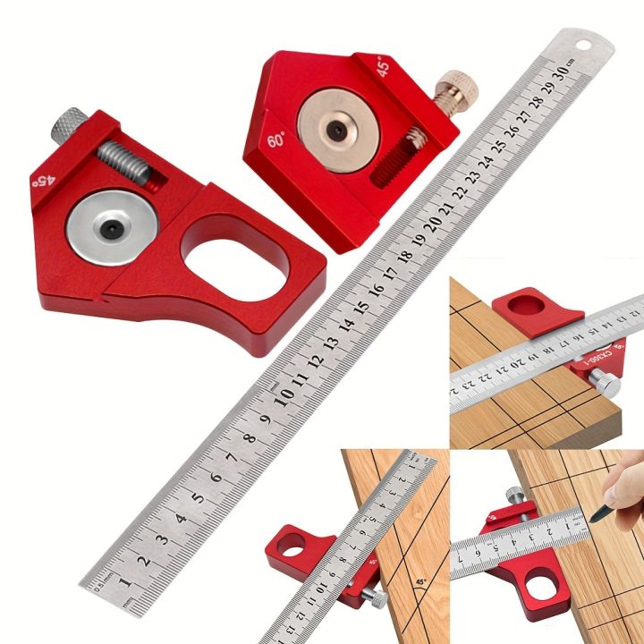 Khối Định Vị Thước Thép Với Các Góc 45/60/90 Độ, Thước Đo Vạch Kẻ Hình ...