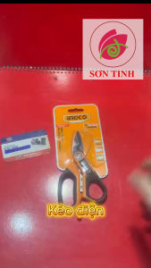 Kéo cắt dây điện cao cấp chất liệu thép không rỉ mạ titan INGCO HES051708. Kéo cắt vải giấy đa năng HSCRS832558