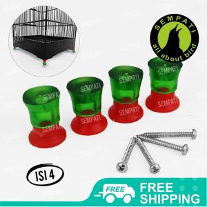SEMPATI Kaki Tebok Sangkar Kotak 1PCS Isi 4 Karet + Topi Kaki Tebok Mute Kandang Burung Kaki Tebok Variasi Sangkar Double Anti Pecah KT4B