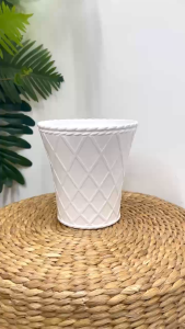 Bộ 02 chậu caro 31x28x21cm trồng hoa kiểng màu trắng nhựa dày đẹp size lớn