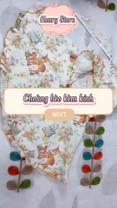 (Hàng loại 1) Áo choàng chống nắng cổ tích bèo nhún kèm kính 0-2T vải xô Muslin mềm mại thoáng mát