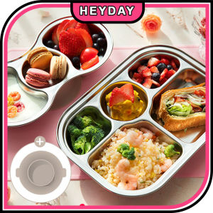 [Grosmimi] KOREA Baby Plate + Sillicon Suction Stainless Steel Food Tray with Lid