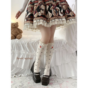 Roji Original Polka Dot Lace Lolita Socks Women Spring and Autumn Pure Cotton Bows Embroider Socks Lolita Japanese Style