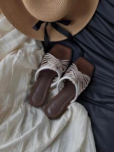 CAIZINI | Handwoven Open Toe Suede Flip Flops
