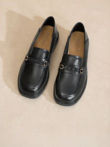 Josiny | Summer British Style Round-Toe Leather Loafer with Thick Sole and Slip-Resistant Design