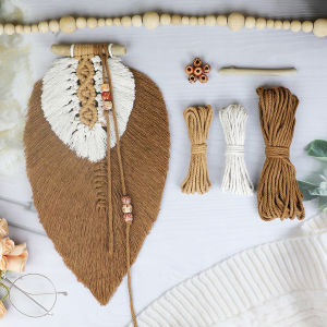 ทอมือ DIY Patchwork Double Layer Leaf Tapestry Macrame ชุดพร้อมการสอนสําหรับผู้เริ่มต้นสําหรับตกแต่งบ้าน