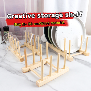 MaxPlus Wooden Dish Mugs Cup Bowl Drying Shelf Drain Rack Book Holder Kitchen Organizer