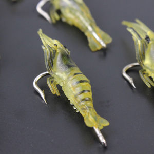 10Pcs Soft Shrimp Bait Artificial Soft Shrimp Lures Fishing Bait with Crank Hook Fishing Tackle