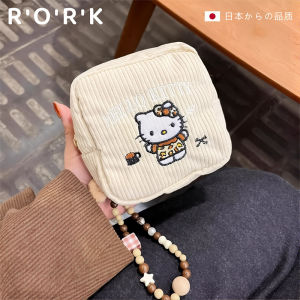 Portable Wash Bag Quality Corduroy Cosmetic Bag Document Wallet Miscellaneous Items Storage Bag Embroidered Cartoon Style