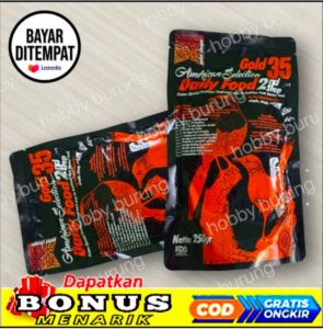 pakan AMS pakan harian burung murai Kacer pentet bagus sehat rajin bunyi berkicau gacor murah terlaris laris manis American selection daily food 2 nd step gold 35