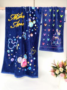 Cute Disney Cartoon Pure Cotton Embroidered Printed Towel Bath Towel Absorbent Home Use Universal Cartoon Pattern Towels