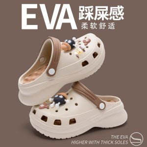 รองเท้าแตะ EVA สำหรับผู้หญิง ฤดูร้อน 2024 รองเท้าแตะชายหาดแบบหนาใหม่ ส้นแบน กันลื่น ใส่สบาย สไตล์ลำลอง