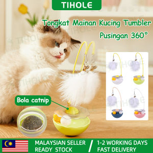 TIHOLE 360°Tumbler Cat Toy Interactive Teaser Stick kitten toys with Catnip Ball Feathers Detachable ABS Bite Resistant Base murah mainan untuk kucing