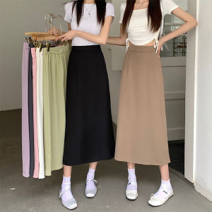 plus Size Suit Skirt Womens High Waist A-Line Midi Skirt Pear Shape Body Slimming High Waist Korean Style Commute Pure Color