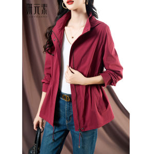 เสื้อแจ็คเก็ตยาวคลุมเข่าทรงหลวมสำหรับผู้หญิงในฤดูใบไม้ร่วงปี 2025 ทรงลำลอง สีสันสดใส เสื้อคลุมกันหนาวแบบมีฮู้ด แขนยาว ปกติ