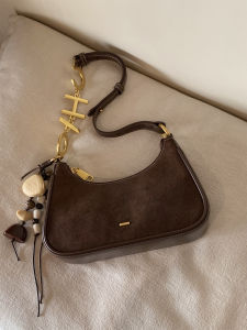Suede Leather Shoulder & Crossbody Bag Maple Color
